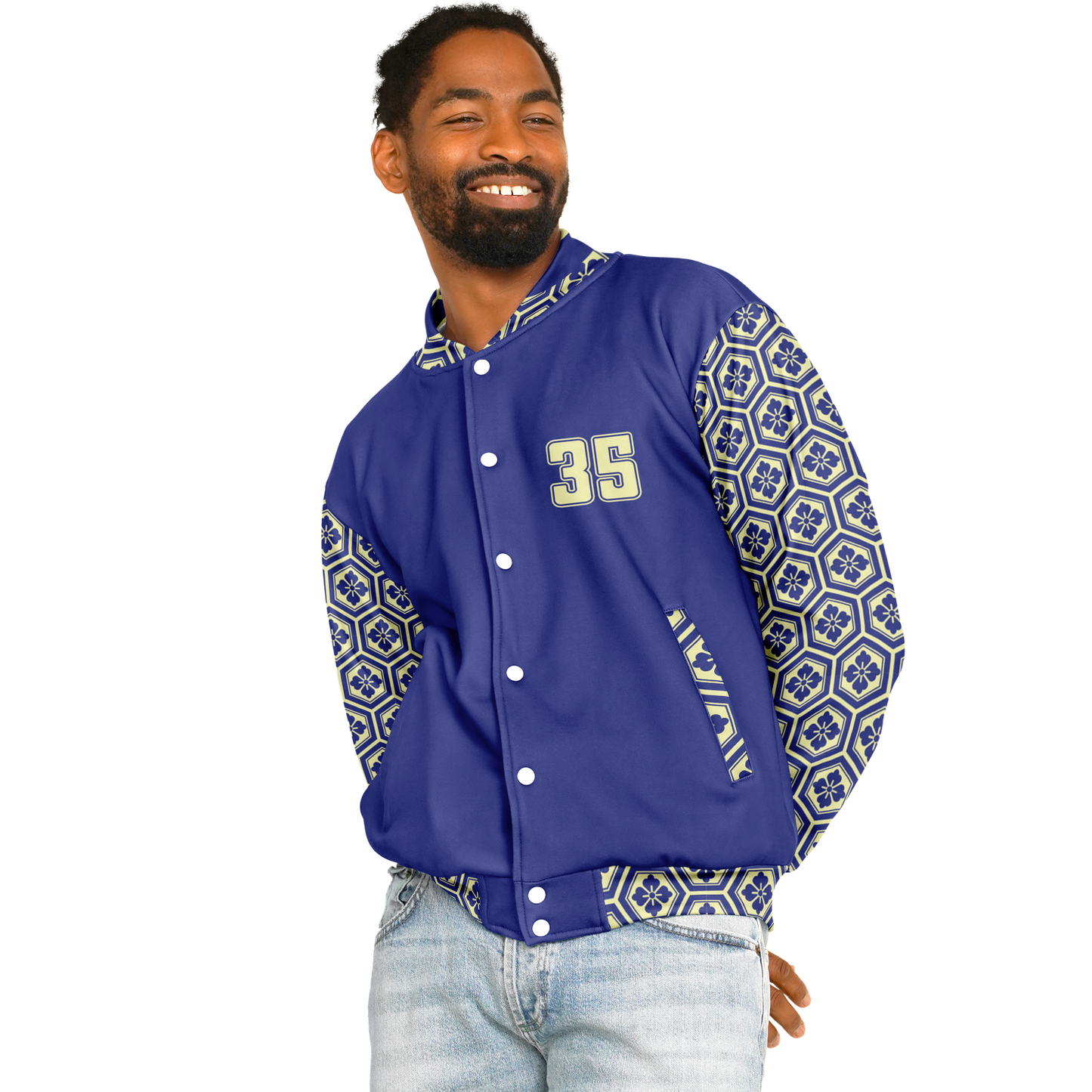 Baseball Jacket - Floral Hex Patterned