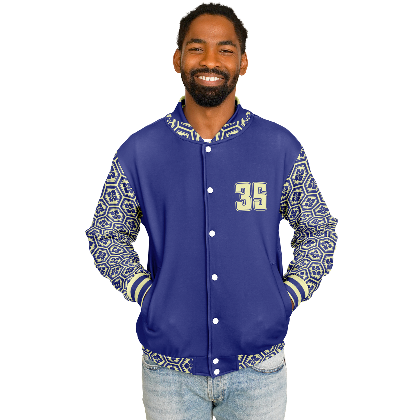 Baseball Jacket - Floral Hex Patterned