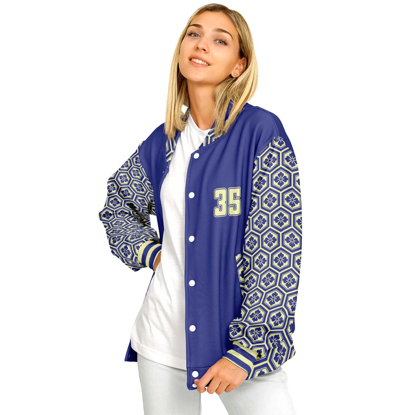 Baseball Jacket - Floral Hex Patterned