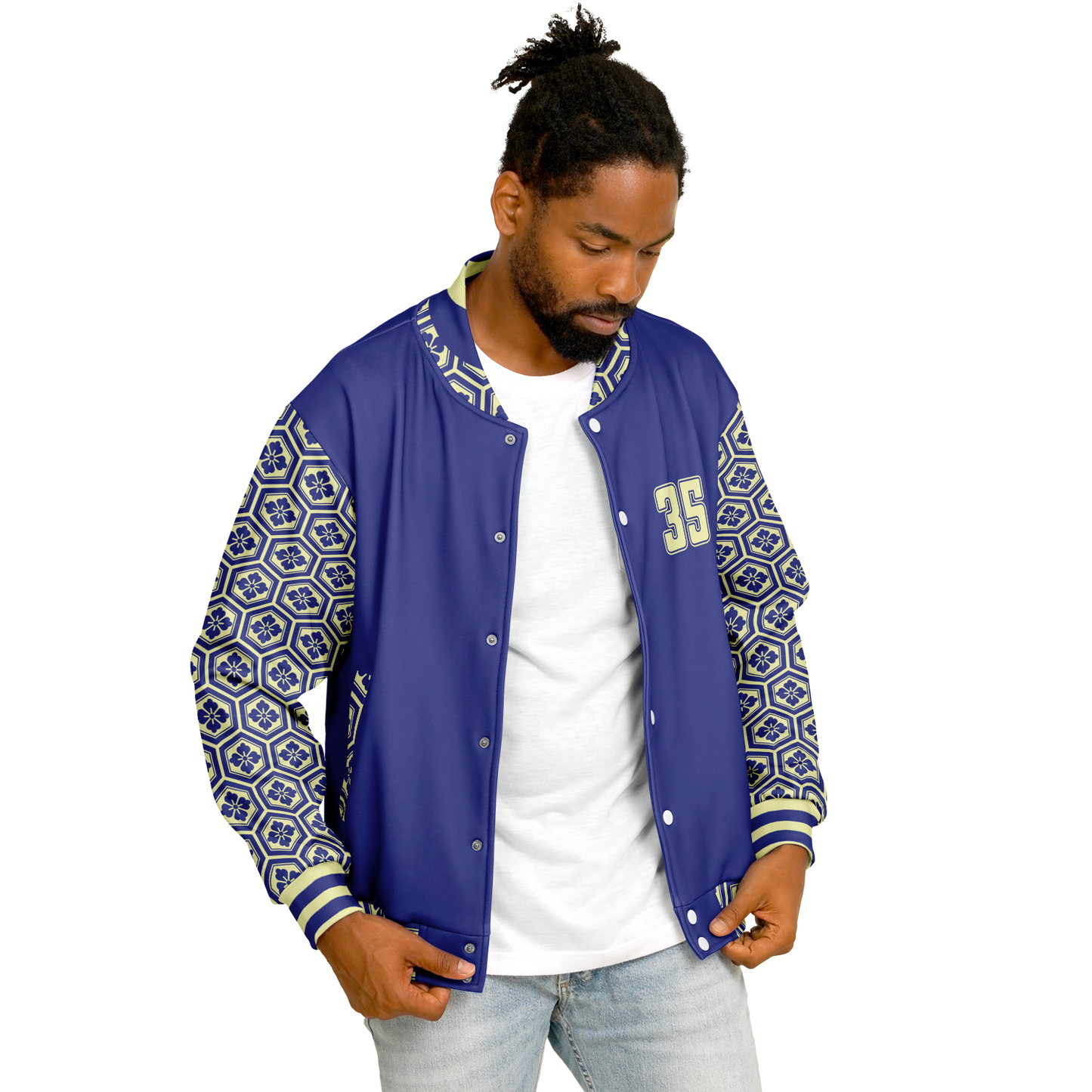 Baseball Jacket - Floral Hex Patterned