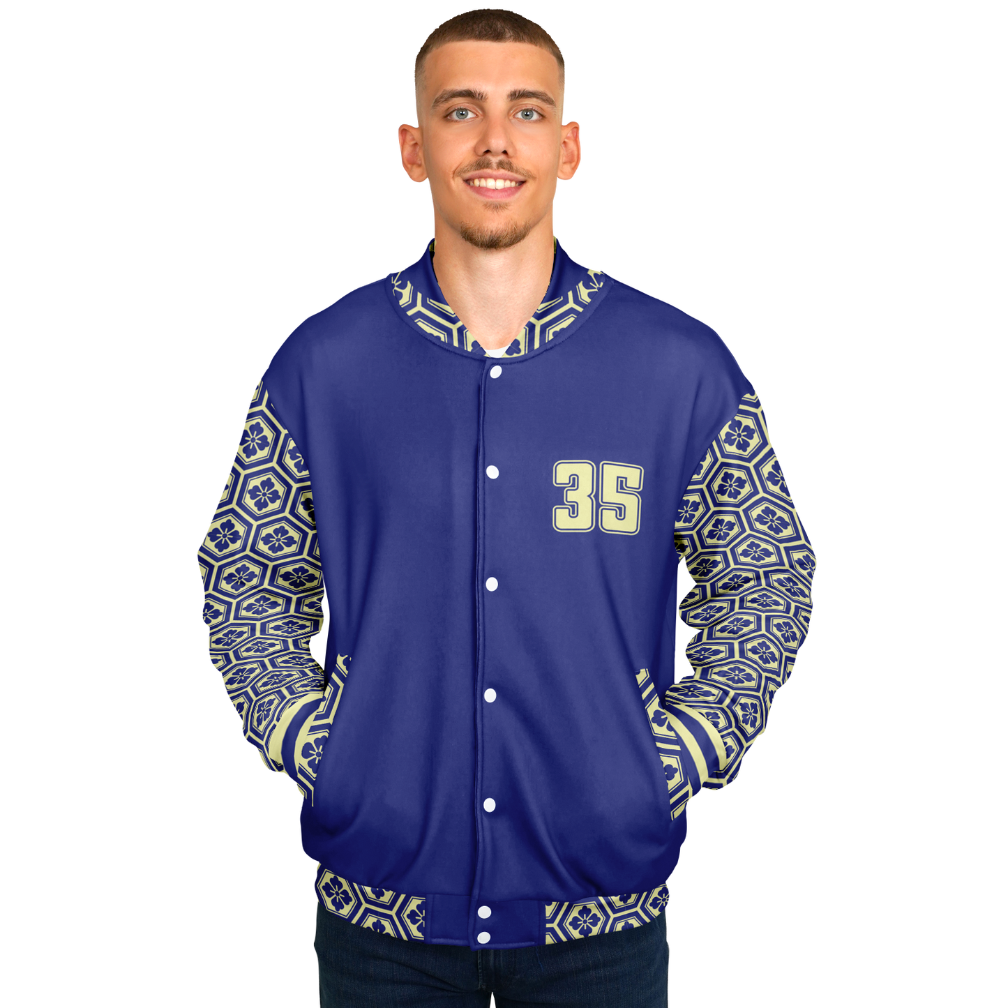Baseball Jacket - Floral Hex Patterned