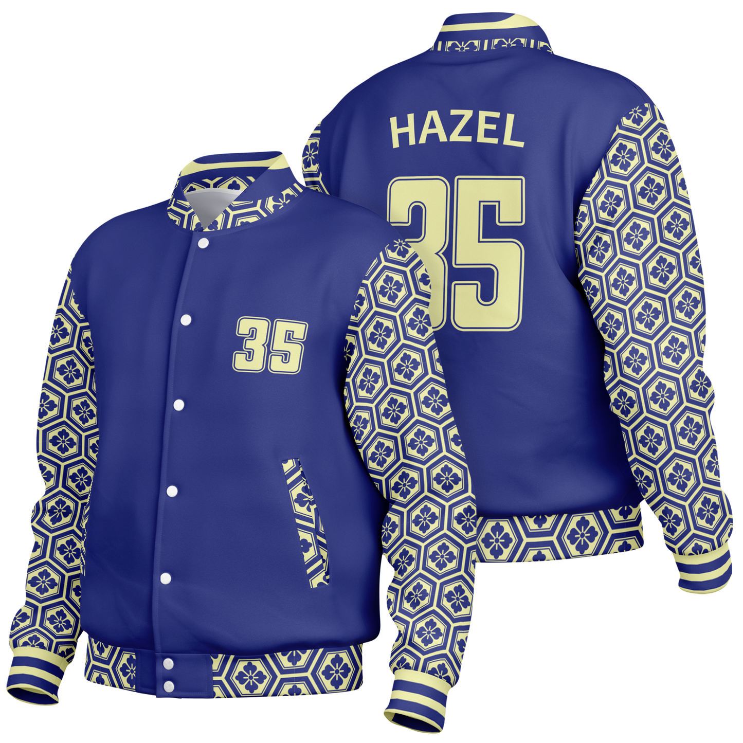 Baseball Jacket - Floral Hex Patterned