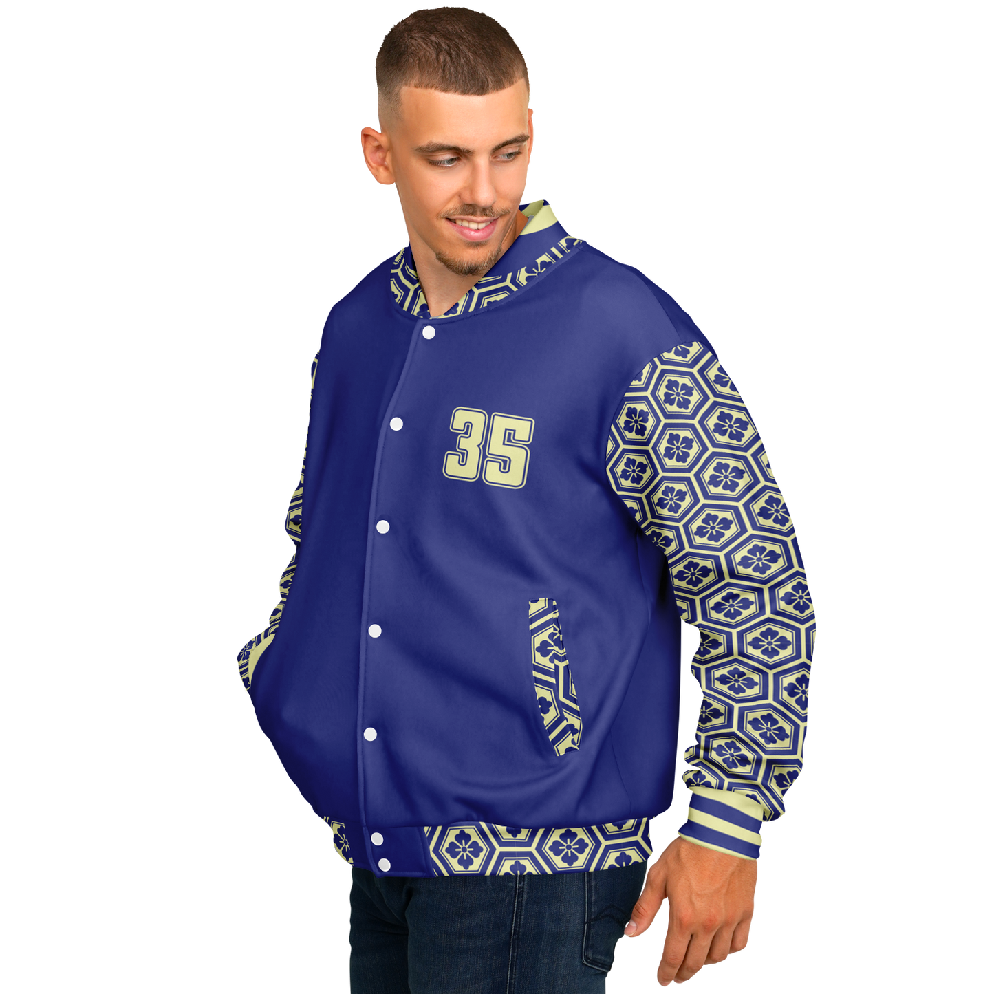 Baseball Jacket - Floral Hex Patterned