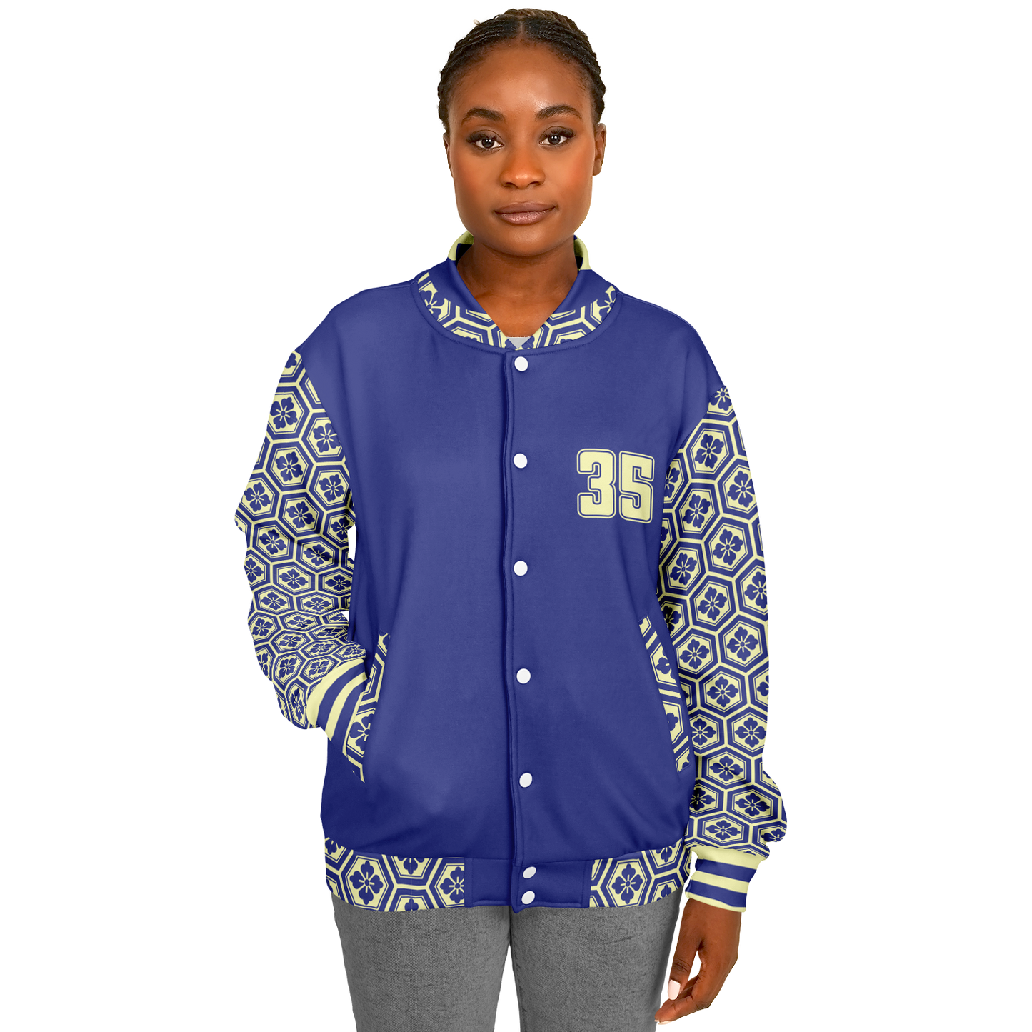 Baseball Jacket - Floral Hex Patterned