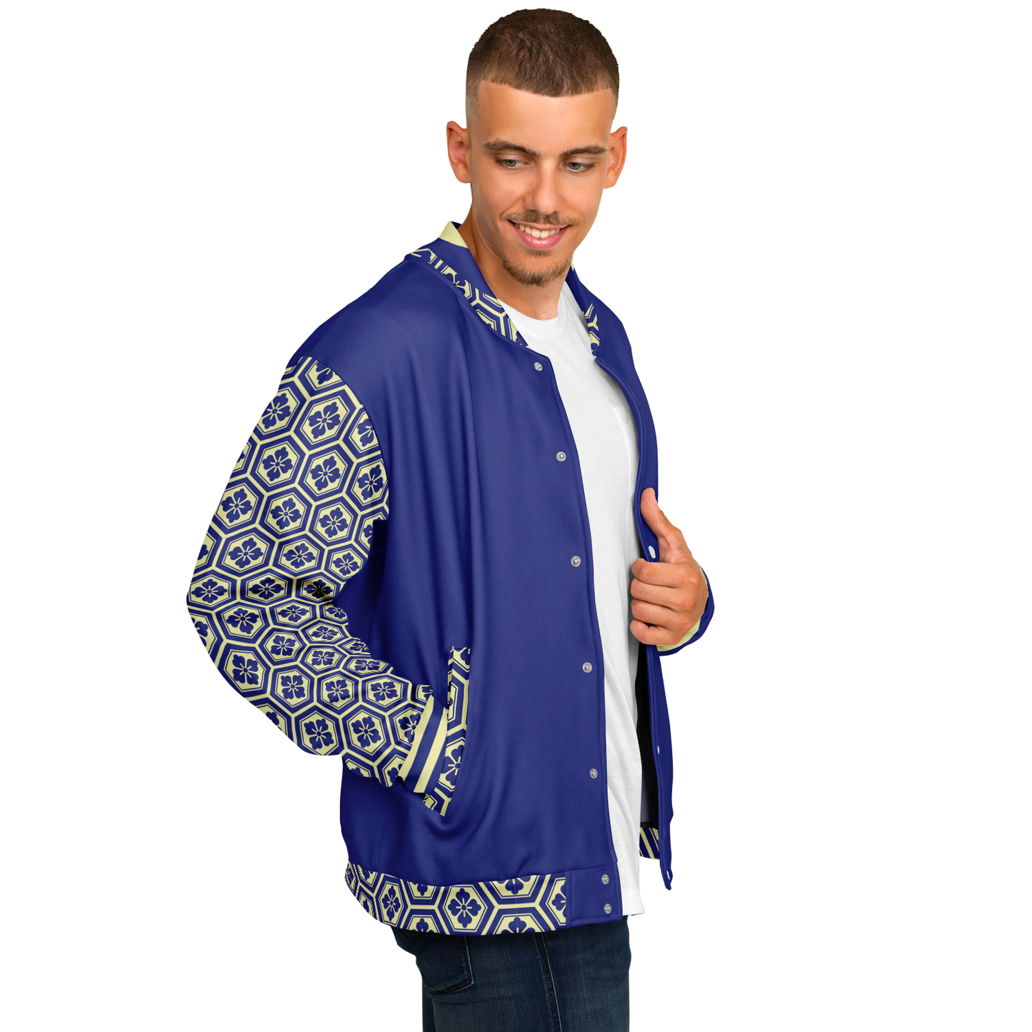 Baseball Jacket - Floral Hex Patterned