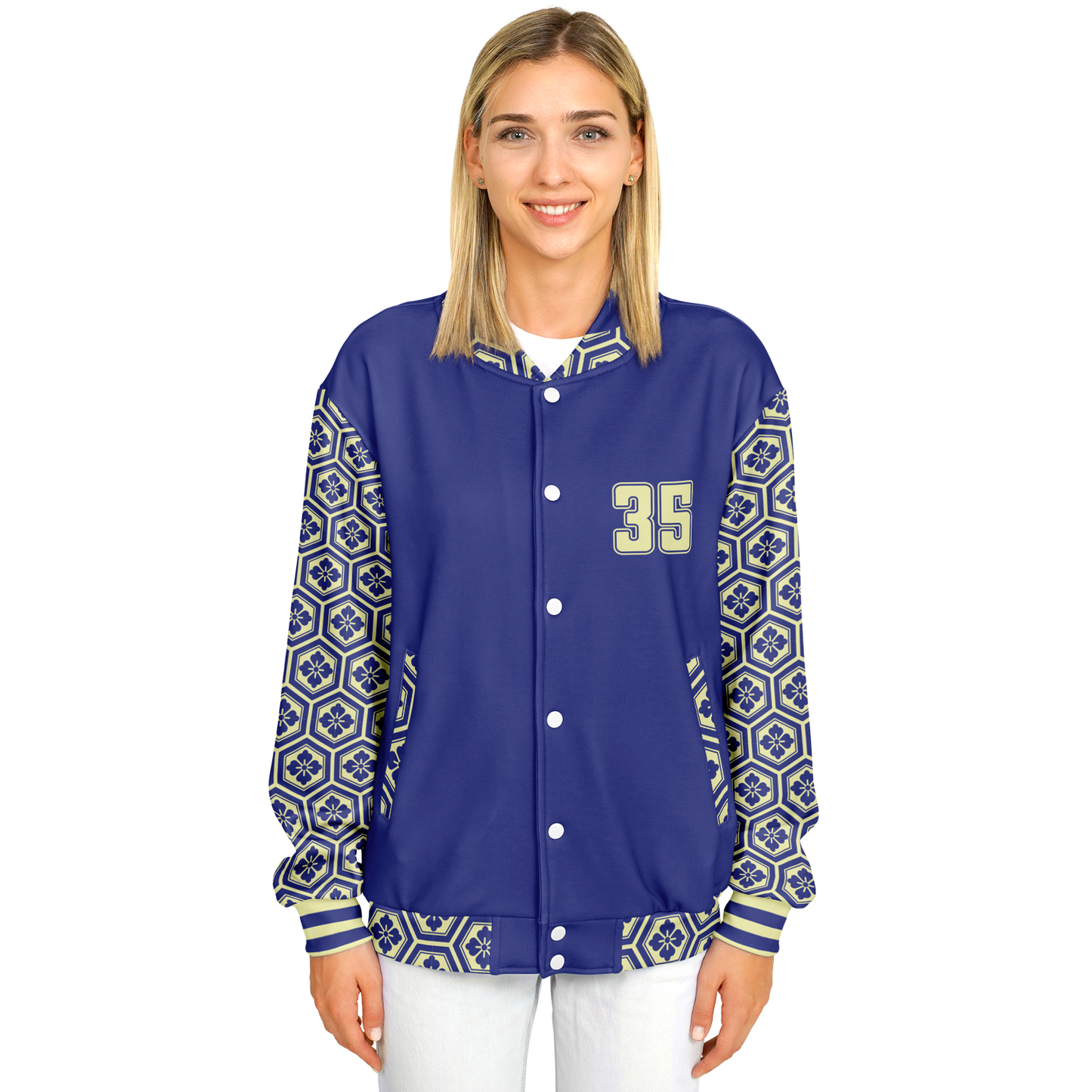 Baseball Jacket - Floral Hex Patterned