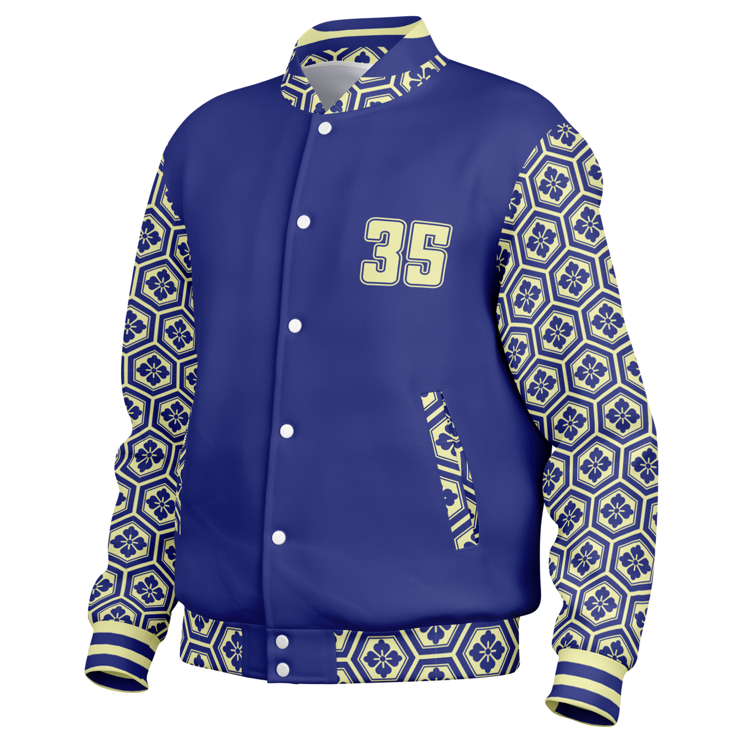 Baseball Jacket - Floral Hex Patterned